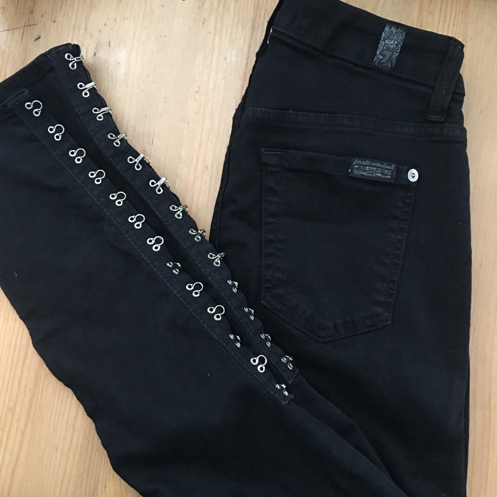 7 for all mankind silver hook detail black jeans - Picture 4 of 8
